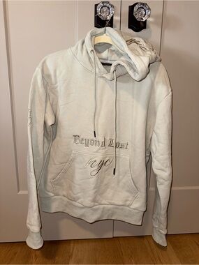 Beyond Lost NYC Embroidered Hoodie - Misty Green